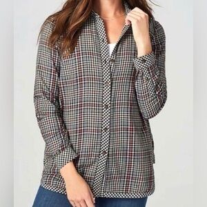 J. Jill Women’s Cabincore Plaid & Gingham Flannel Button Up Blouse Size MP